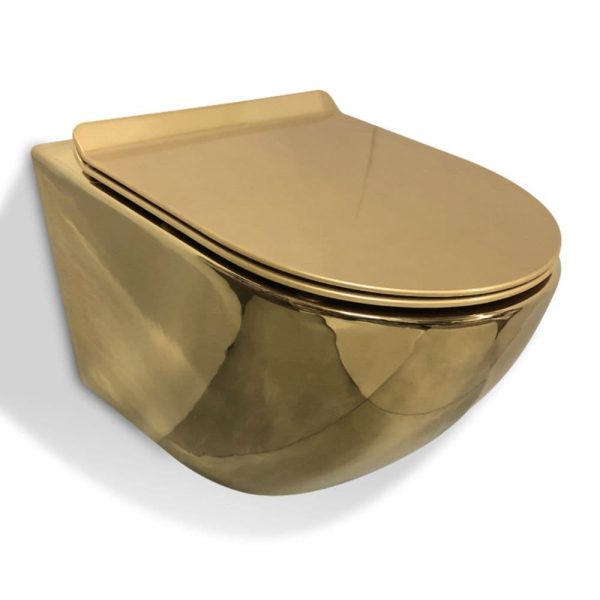 TOILET PAN GOLD WALL HUNG