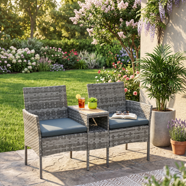 Furn Love Seat 2 piece Brown